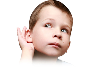 a close-up of a young boy can hear better after Grommet insertion